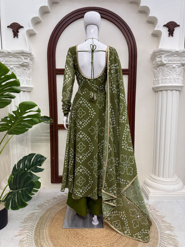 BANDHANI PRINT VIRAL ANARKALI GOWN IN 4 COLORS