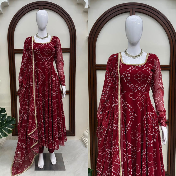 BANDHANI PRINT VIRAL ANARKALI GOWN IN 4 COLORS