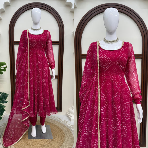 BANDHANI PRINT VIRAL ANARKALI GOWN IN 4 COLORS