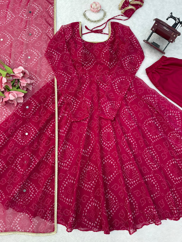 BANDHANI PRINT VIRAL ANARKALI GOWN IN 4 COLORS