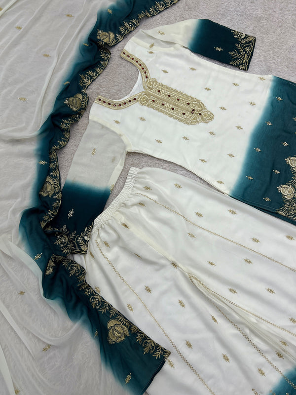 Dual tone georgette palazzo set