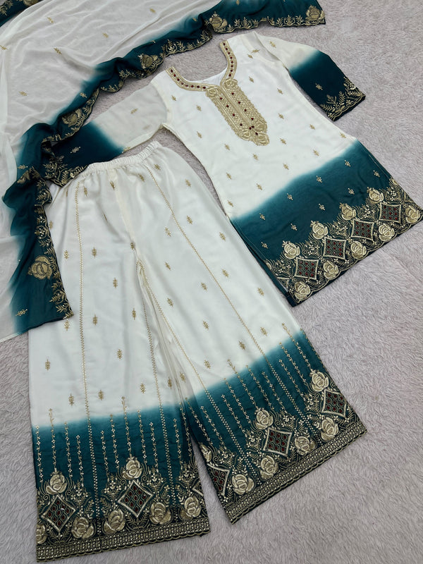 Dual tone georgette palazzo set