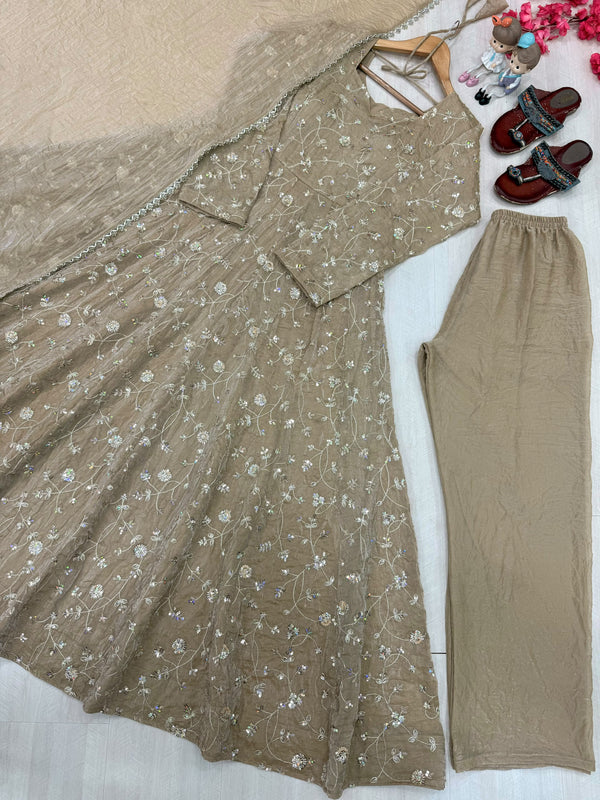 Embroidery anarkali dress viral online