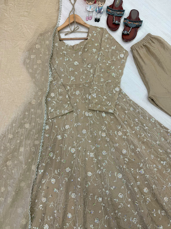 Embroidery anarkali dress viral online