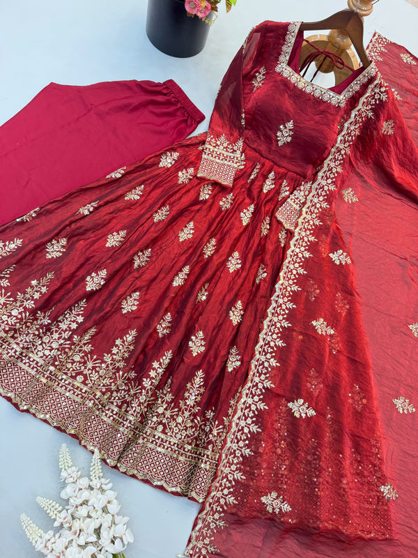 FENDY SILK SEQUENCE WORK BEAUTIFUL GOWN