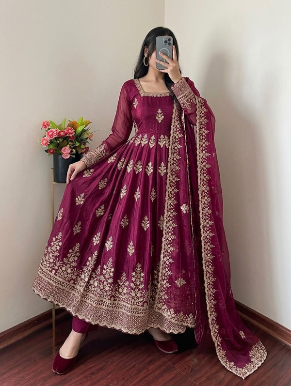 FENDY SILK SEQUENCE WORK BEAUTIFUL GOWN
