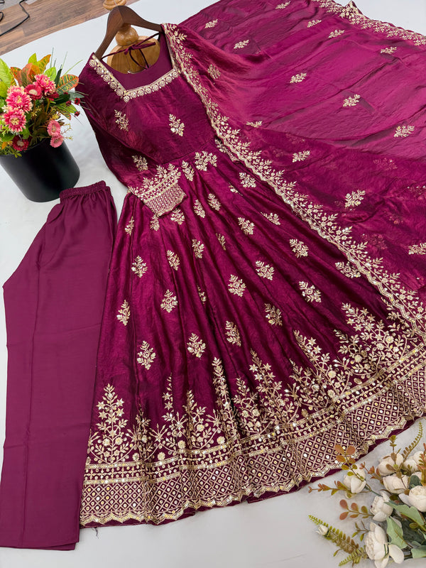 FENDY SILK SEQUENCE WORK BEAUTIFUL GOWN