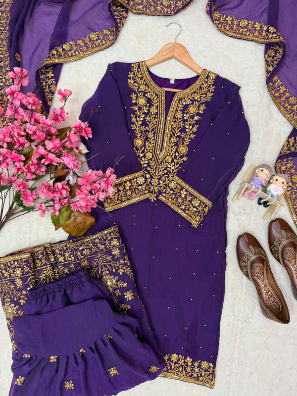 HANIA AAMIR PURPLE SHARARA SET ONLINE