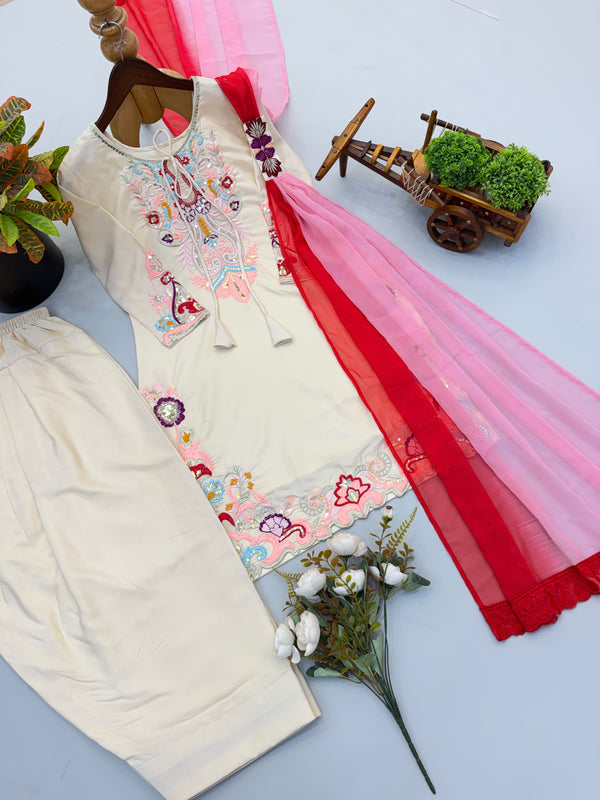 Natural satin Farshi salwar set online