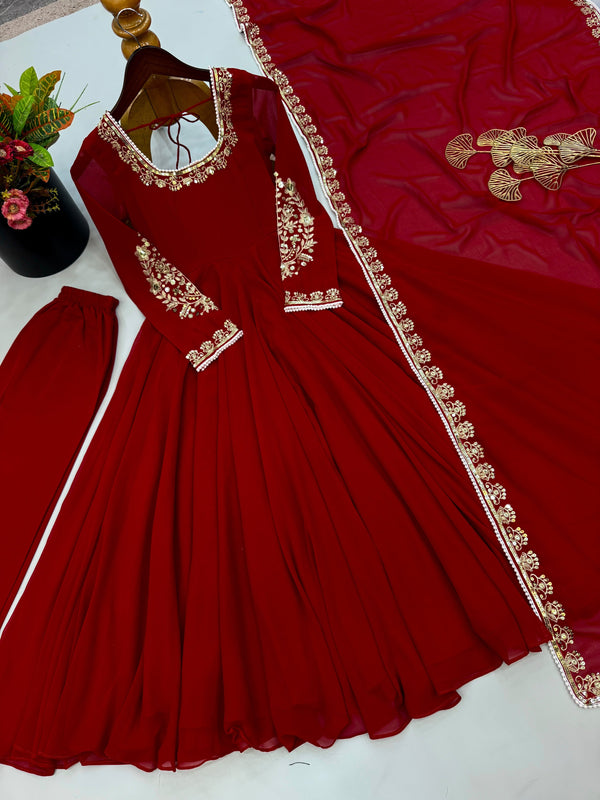 RED ETHNIC WEAR GOWN ONLINE