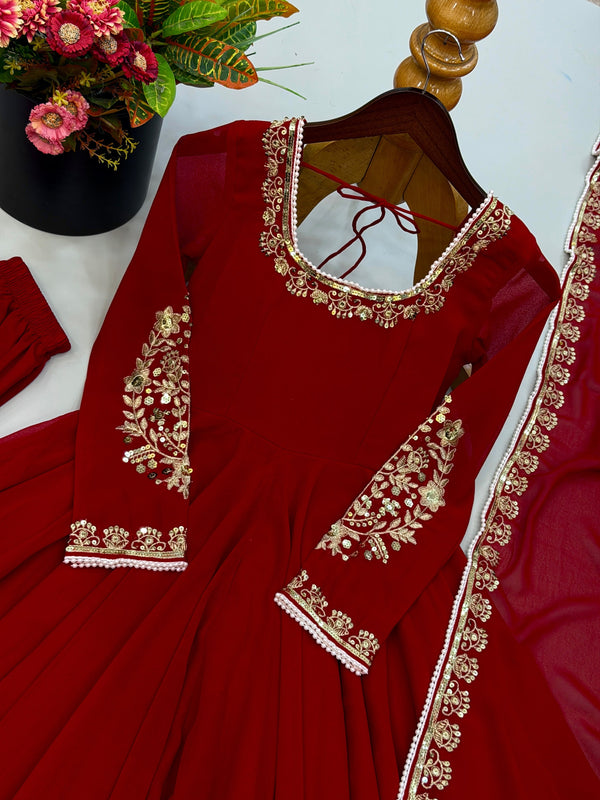 RED ETHNIC WEAR GOWN ONLINE