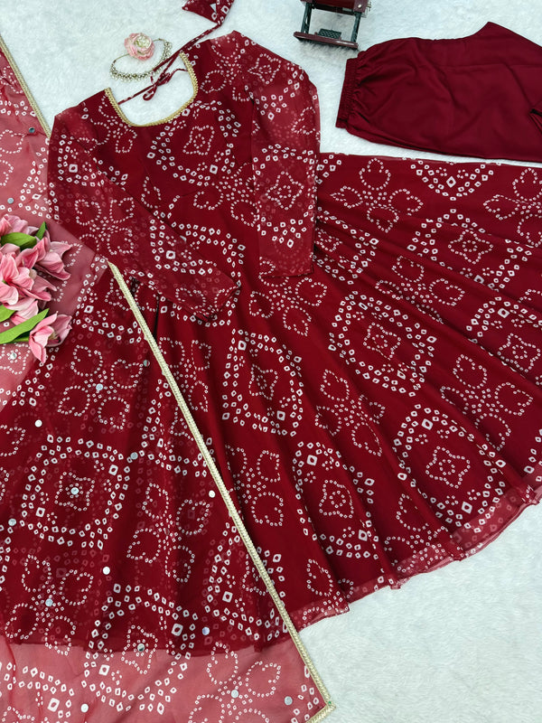 BANDHANI PRINT VIRAL ANARKALI GOWN IN 4 COLORS