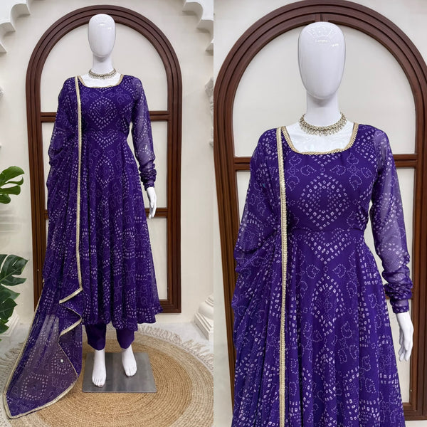 BANDHANI PRINT VIRAL ANARKALI GOWN IN 4 COLORS