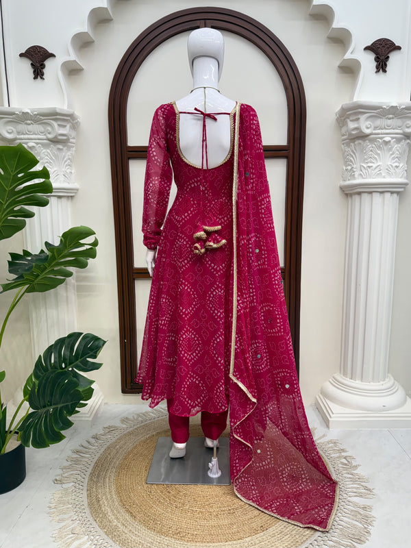 BANDHANI PRINT VIRAL ANARKALI GOWN IN 4 COLORS