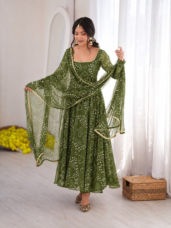 BANDHANI PRINT VIRAL ANARKALI GOWN IN 4 COLORS