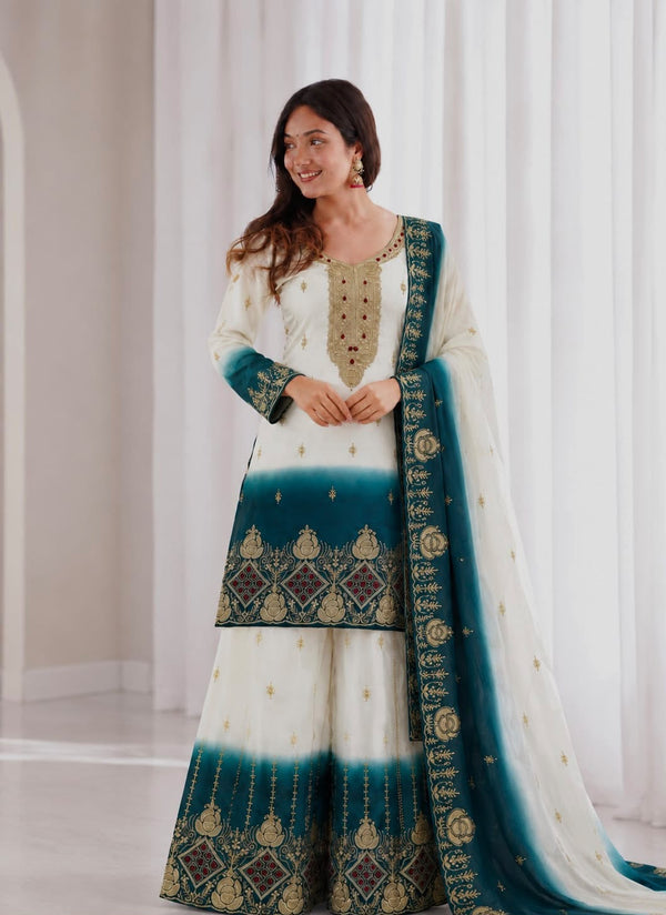 Dual tone georgette palazzo set