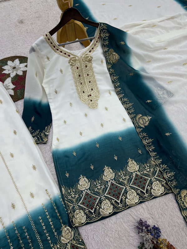 Dual tone georgette palazzo set