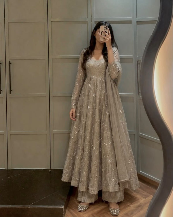 Embroidery anarkali dress viral online