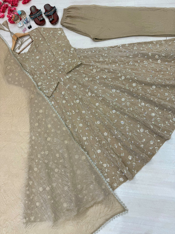 Embroidery anarkali dress viral online