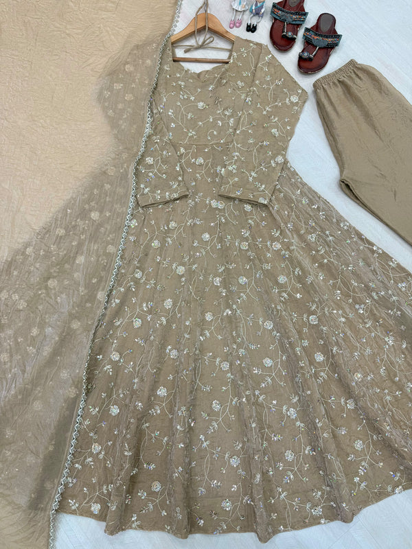 Embroidery anarkali dress viral online