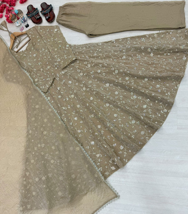 Embroidery anarkali dress viral online