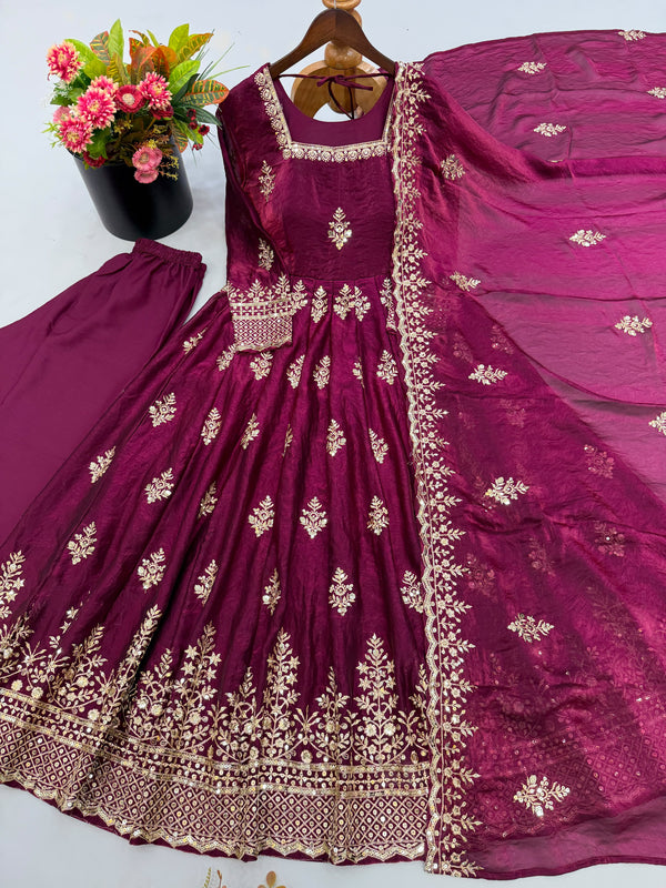 FENDY SILK SEQUENCE WORK BEAUTIFUL GOWN