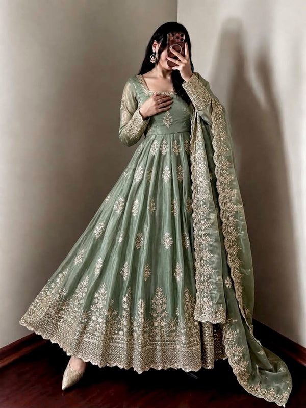 FENDY SILK SEQUENCE WORK BEAUTIFUL GOWN