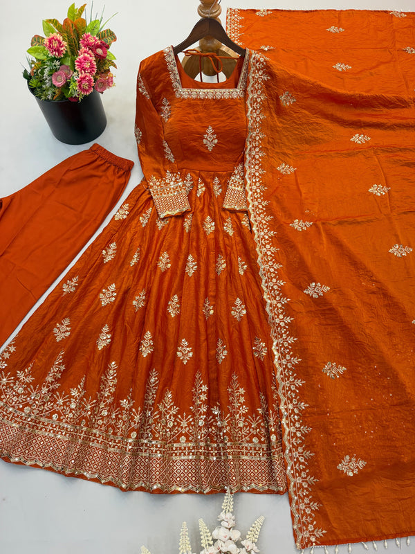 FENDY SILK SEQUENCE WORK BEAUTIFUL GOWN