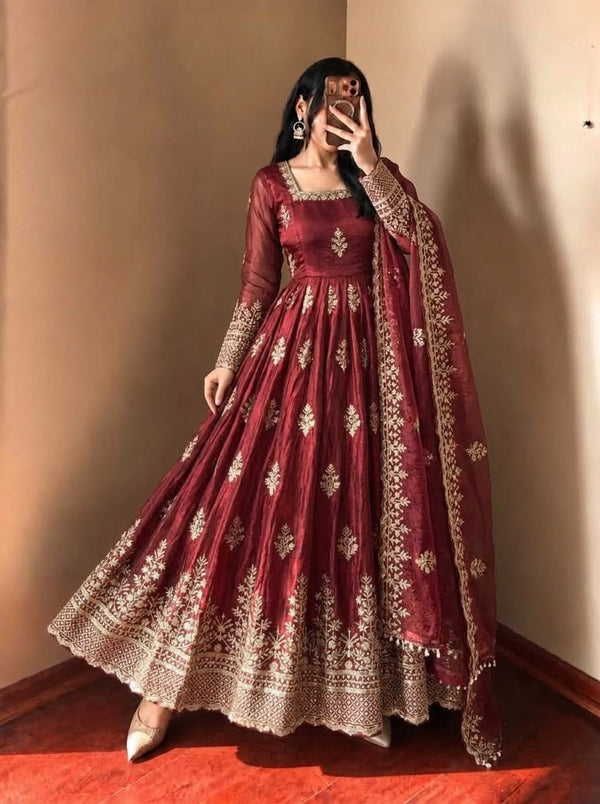 FENDY SILK SEQUENCE WORK BEAUTIFUL GOWN