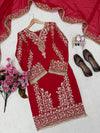 KARVA CHAUTH RED PALAZZO SALWAR SET